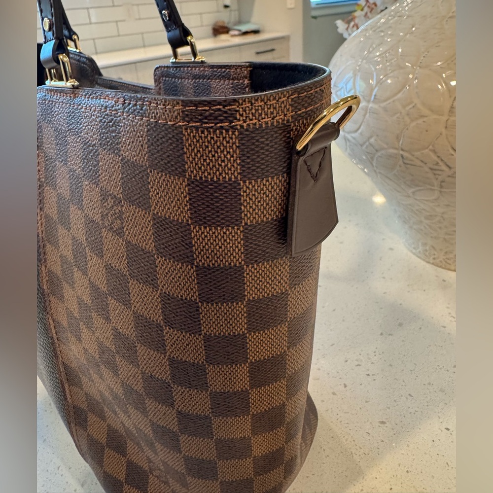 Louis Vuitton Damier Ebene Jersey Tote w pink strap - Picture 6 of 12